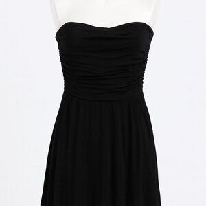 Merokeety Black Strapless Satin Bodycon Dress | Size S NWT